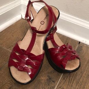Jambu “Camden” red patent sandals